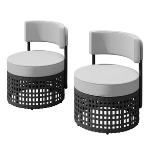 Sirio Romy Set of 2 Wicker Club Chair Set with Grey Cushions