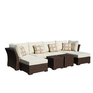 Sirio Oreanne 8-Piece Metal Frame Patio Conversation Set with Beige Cushion