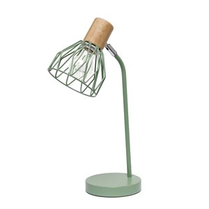 Simple Designs Farmhouse Fusion 18.19-in H Industrial Adjustable Cage Wire Office Accent Desk Lamp - Green