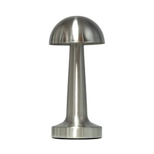 Simple Designs Mushroom Magic 8.88-in H Dimming and Rechargeable Cordless 4-Way Touch Sensor Dome Desk Lamp - Silver