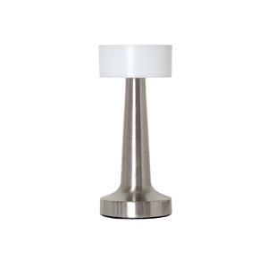 Simple Designs Mushroom Magic 8.5-in H Dimming Rechargeable Cordless 4-Way Touch Sensor Saucer Desk Lamp - Silver