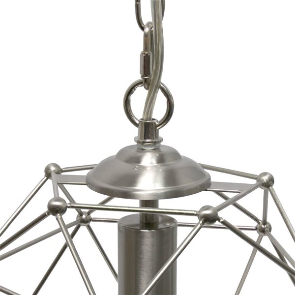 Lalia Home 12-in dia Industrial 1-Light Geometric Wire Pendant Light - Brushed Nickel