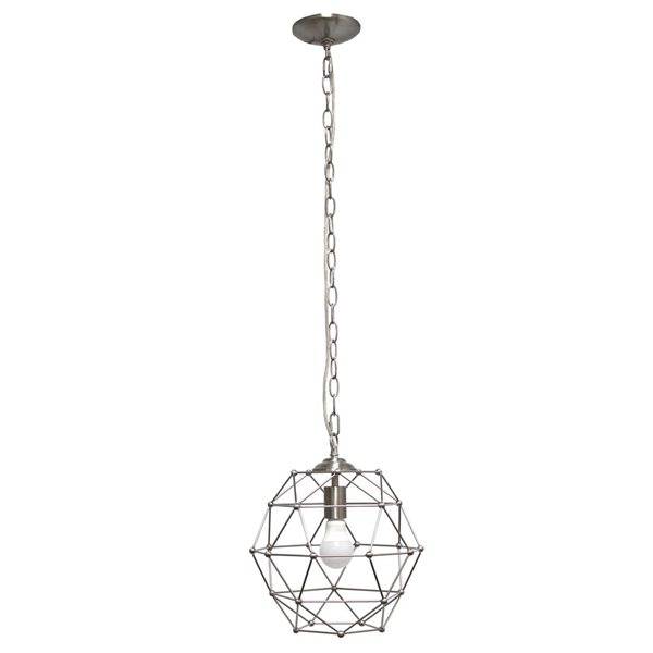 Lalia Home 12-in dia Industrial 1-Light Geometric Wire Pendant Light - Brushed Nickel