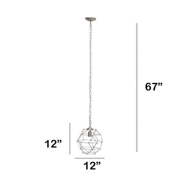 Lalia Home 12-in dia Industrial 1-Light Geometric Wire Pendant Light - Brushed Nickel