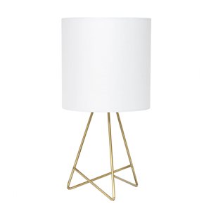 Simple Designs Down to the Wire 14-in H Gold Metal LED Table Lamp w/ White Fabric Drum Shade