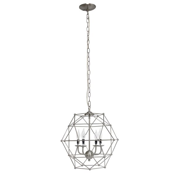 Lalia Home 18-in dia Industrial 4-Light Geometric Wire Pendant Light - Brushed Nickel