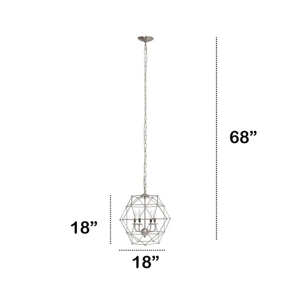 Lalia Home 18-in dia Industrial 4-Light Geometric Wire Pendant Light - Brushed Nickel