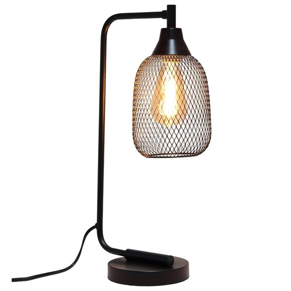Elegant Designs 19-in H Matte Black Metal Modern Desk Lamp w/ Mesh Wire Shade
