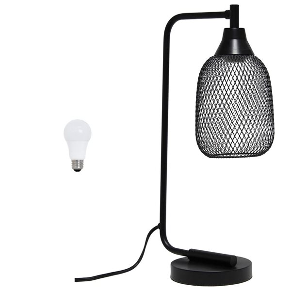 Elegant Designs 19-in H Matte Black Metal Modern Desk Lamp w/ Mesh Wire Shade