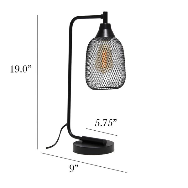 Elegant Designs 19-in H Matte Black Metal Modern Desk Lamp w/ Mesh Wire Shade