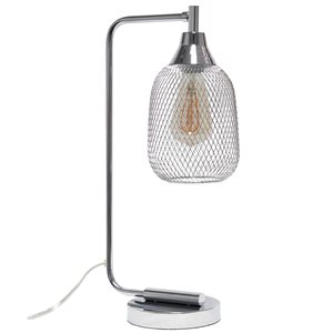 Elegant Designs 19-in H Chrome Metal Modern Desk Lamp w/ Mesh Wire Shade