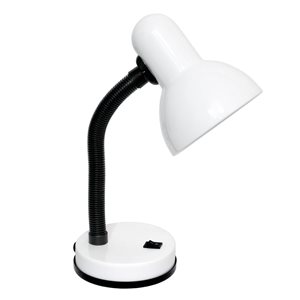 Simple Designs 14.25-in H White/Black Metal LED Light Desk Lamp with Flexible Neck - 12/Pk