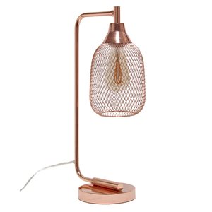 Elegant Designs 19-in H Rose Gold Metal Modern Desk Lamp w/ Mesh Wire Shade