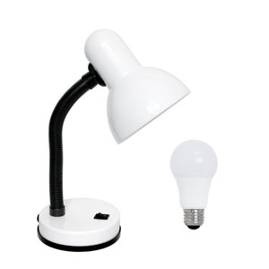 Simple Designs 14.25-in H White/Black Metal LED Light Desk Lamp with Flexible Neck