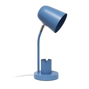 Simple Designs Sleek Essentials 15.75-in H Metal Table Desk Lamp with Compartment - Blue