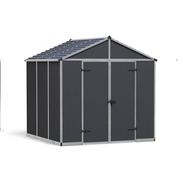 Canopia by Palram Rubicon 8 x 8-ft Dark Grey Polycarbonate Garden Storage Shed