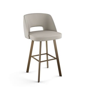 Tabouret de comptoir pivotant Maureen d'Amisco 26 po, PVC gris-beige et métal bronze