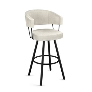 Tabouret de comptoir pivotant Corey d'Amisco 26 po, PVC gris et beige pâle avec métal noir