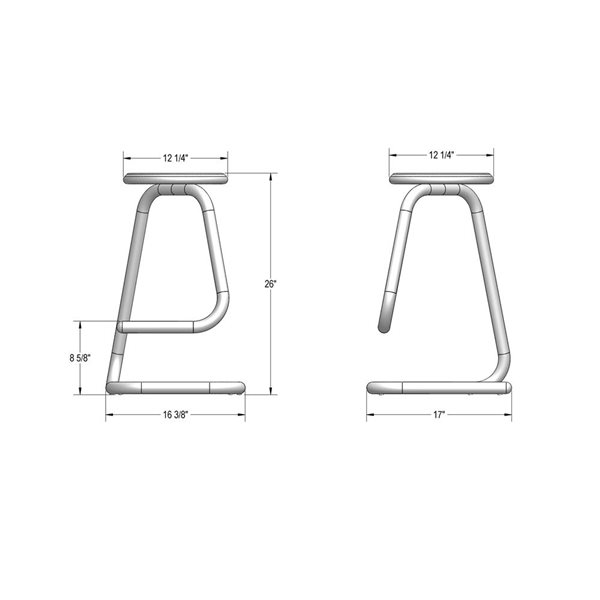 Amisco Paperclip70 26-in Counter Stool - Glossy Grey Metal