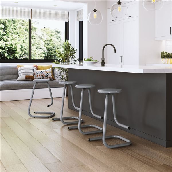 Amisco Paperclip70 26-in Counter Stool - Glossy Grey Metal