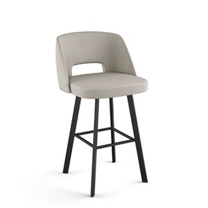 Tabouret de comptoir pivotant Maureen d'Amisco 26 po, PVC gris-beige et métal noir