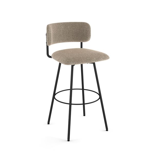Amisco Yasmina 26-in Swivel Counter Stool - Greige Bouclé Polyester / Black Metal