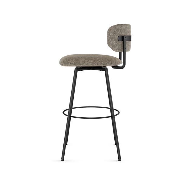 Amisco Yasmina 26-in Swivel Counter Stool - Greige Bouclé Polyester / Black Metal
