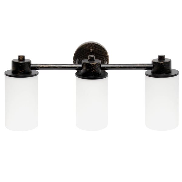 Lalia Home Essentix 3-Light Oil Rubbed Bronze Contemporary Wall Light Fixture w/ Opaque Glass and Round Backplate