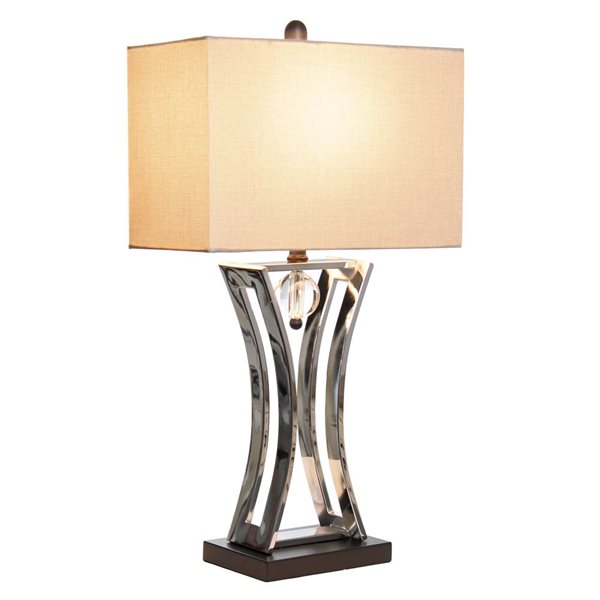 Lalia Home 27.5-in H Chrome Modern Elegance Table Lamp w/Crystal Accent