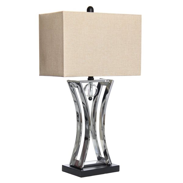Lalia Home 27.5-in H Chrome Modern Elegance Table Lamp w/Crystal Accent