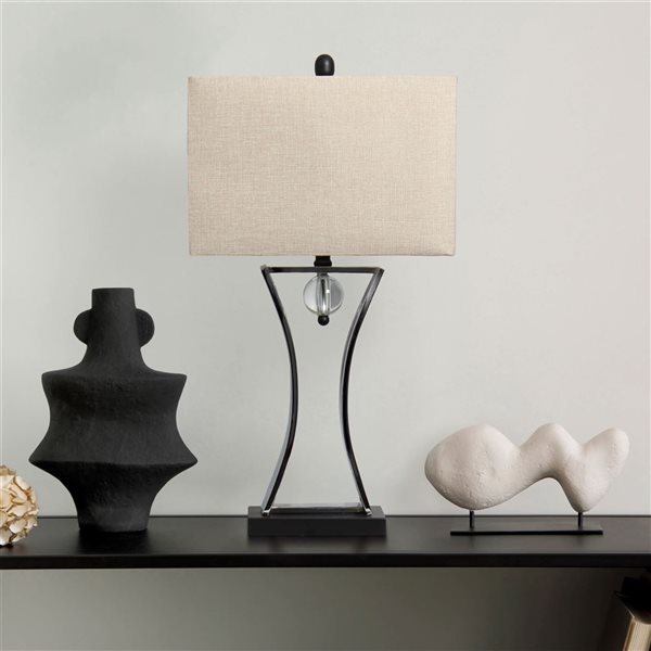 Lalia Home 27.5-in H Chrome Modern Elegance Table Lamp w/Crystal Accent