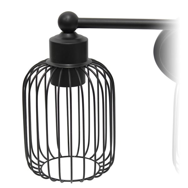 Lalia Home Ironhouse 3-Light Black Industrial Cage Wall Light Fixture