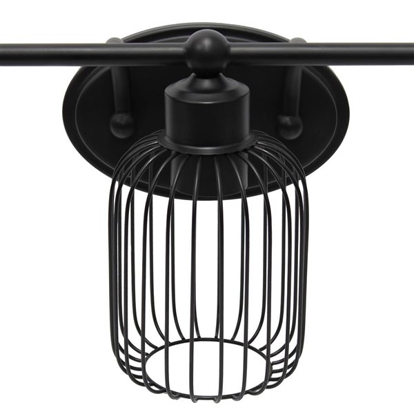 Lalia Home Ironhouse 3-Light Black Industrial Cage Wall Light Fixture