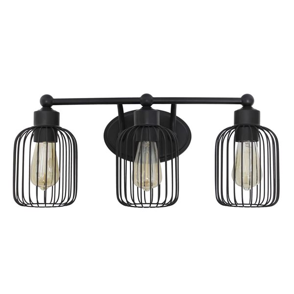 Lalia Home Ironhouse 3-Light Black Industrial Cage Wall Light Fixture