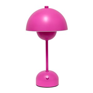 Simple Designs Mushroom Magic 12-in H Hot Pink Dimming LED Portable and Rechargeable Touch Stick Lamp