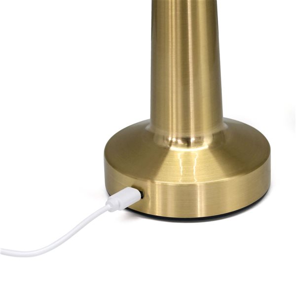 Simple Designs Mushroom Magic 8.5-in H Gold Cordless Dimmable and Rechargeable Saucer Desk Lamp w/ Touch Sensor