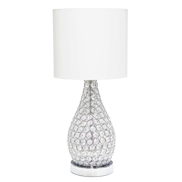 Lalia Home 22-in H Chrome Glamorous Curvy Crystal Table Lamp
