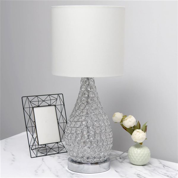 Lalia Home 22-in H Chrome Glamorous Curvy Crystal Table Lamp
