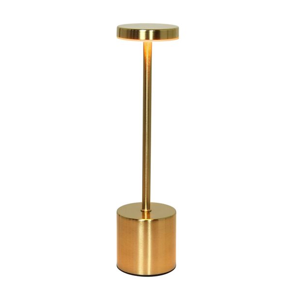 Simple Designs Mushroom Magic 12.75-in H Gold Cordless Disc Dimming and Rechargeable Stick Desk Lamp w/ Touch Sensor