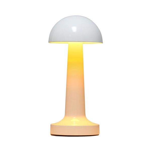 Simple Designs Mushroom Magic 8.9-in H White Cordless Dimmable and Rechargeable Saucer Desk Lamp w/ Touch Sensor
