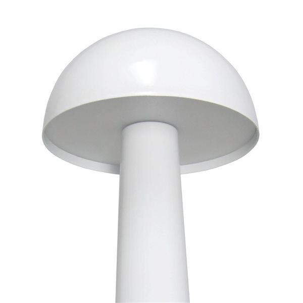 Simple Designs Mushroom Magic 8.9-in H White Cordless Dimmable and Rechargeable Saucer Desk Lamp w/ Touch Sensor