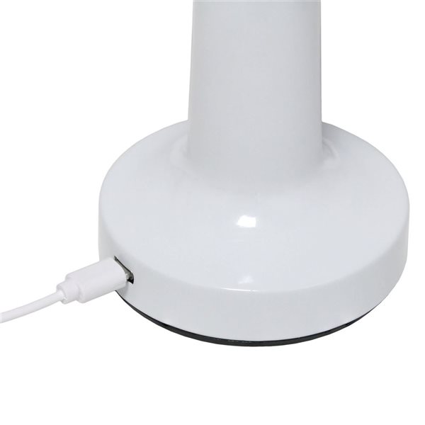 Simple Designs Mushroom Magic 8.9-in H White Cordless Dimmable and Rechargeable Saucer Desk Lamp w/ Touch Sensor