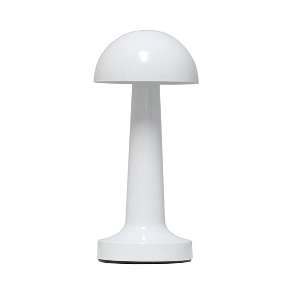 Simple Designs Mushroom Magic 8.9-in H White Cordless Dimmable and Rechargeable Saucer Desk Lamp w/ Touch Sensor