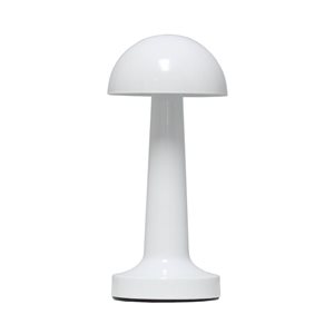 Simple Designs Mushroom Magic 8.9-in H White Cordless Dimmable and Rechargeable Saucer Desk Lamp w/ Touch Sensor
