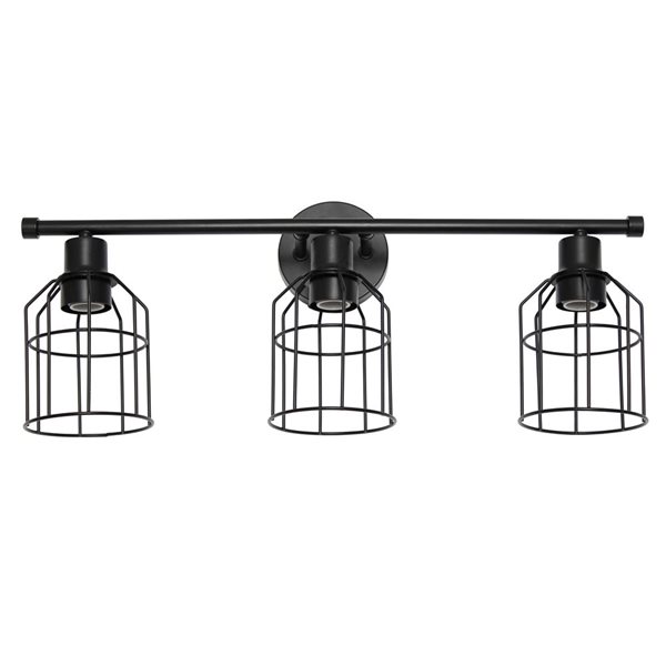 Lalia Home Studio Loft 3 Light Matte Black Industrial Wired Vanity Light