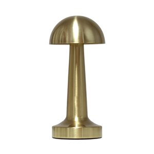 Simple Designs Mushroom Magic 8.9-in H Gold Cordless Dimmable and Rechargeable Saucer Desk Lamp w/ Touch Sensor
