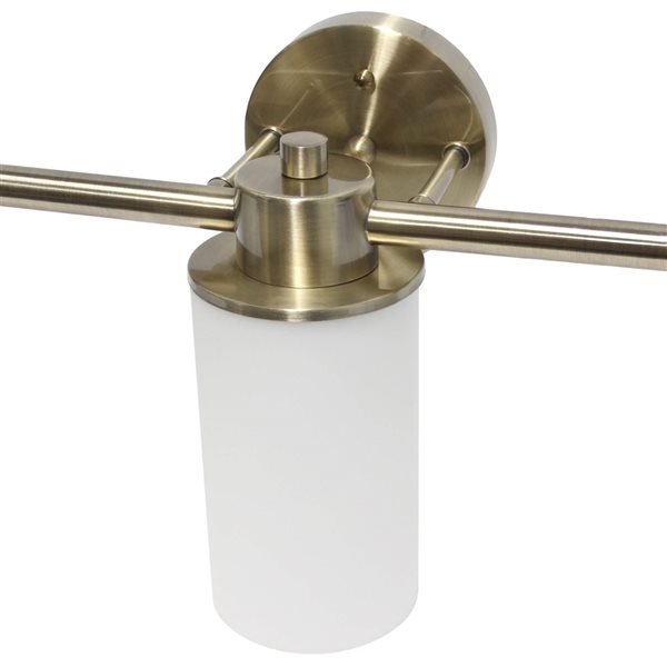 Lalia Home Essentix 3-Light Antique Brass Contemporary Wall Light Fixture w/ Opaque Glass and Round Backplate