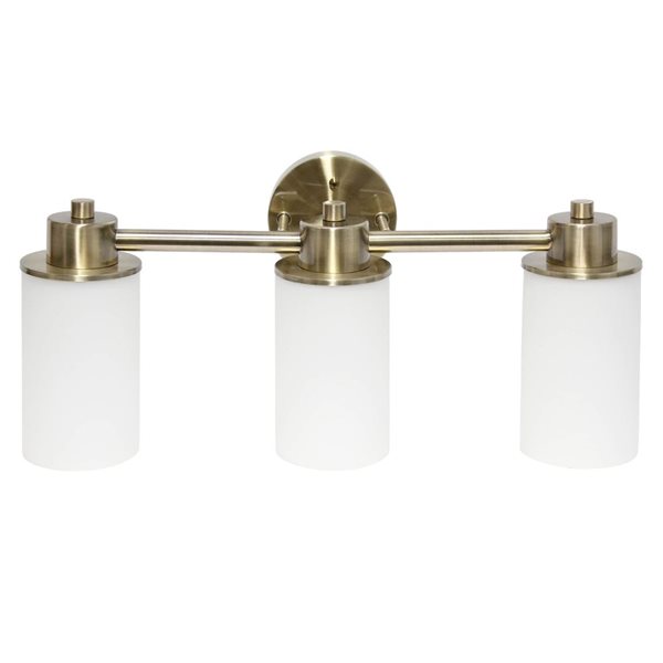 Lalia Home Essentix 3-Light Antique Brass Contemporary Wall Light Fixture w/ Opaque Glass and Round Backplate