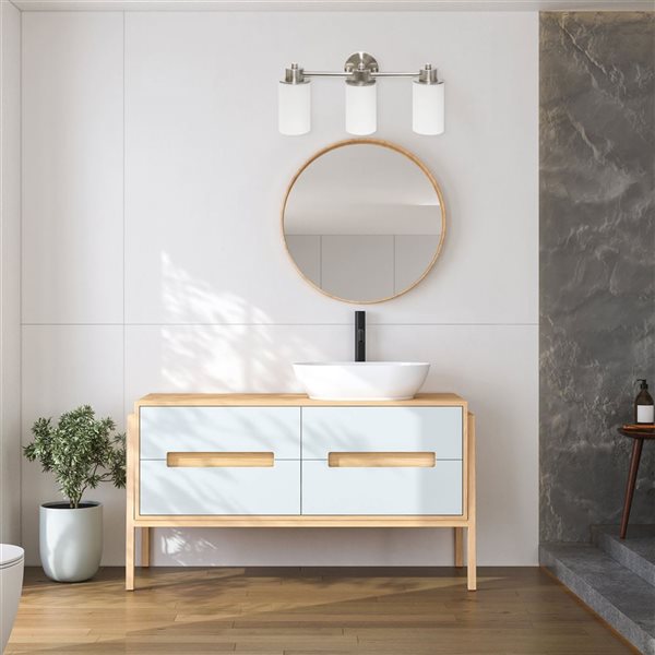 Lalia Home Essentix 3-Light Antique Brass Contemporary Wall Light Fixture w/ Opaque Glass and Round Backplate