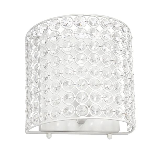 Lalia Home Elipse 1-Light White 8-in Modern Crystal and Metal Wall Sconce